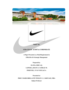 NIKE Inc. STRATEGIC AUDIT & CORPORATE