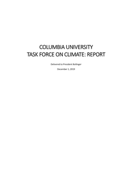 Columbia University Task Force on Climate: Report