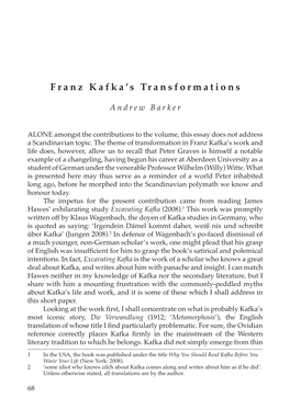 Franz Kafka's Transformations