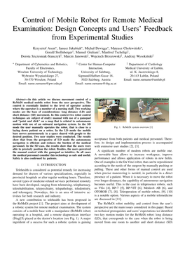 Control of Mobile Robot for Remote Medical Examination: Design Concepts and Users’ Feedback from Experimental Studies