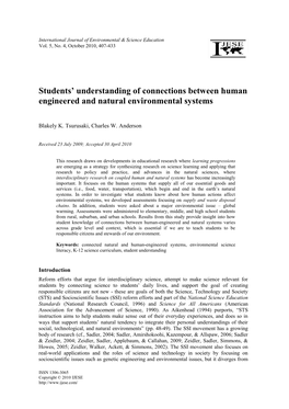 Students' Understanding of Connections Between Human