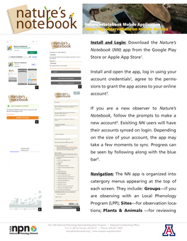 Install and Login: Download the Nature's Notebook (NN) App From
