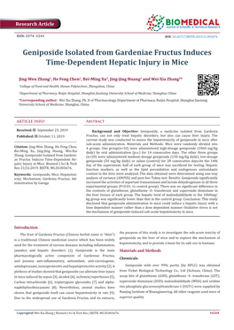 Geniposide Isolated from Gardeniae Fructus Induces Time-Dependent Hepatic Injury in Mice