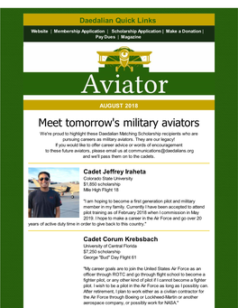 Meet Tomorrow's Military Aviators We're Proud to Highlight These Daedalian Matching Scholarship Recipients Who Are Pursuing Careers As Military Aviators