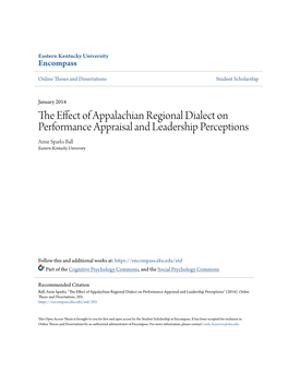 The Effect of Appalachian Regional Dialect on Performance Appraisal and Leadership Perceptions