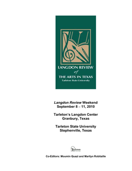 Langdon Review Weekend September 8 – 11, 2010