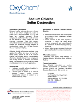 Sodium Chlorite Sulfur Destruction