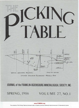 The Picking Table Volume 27, No. 1 – Spring 1986