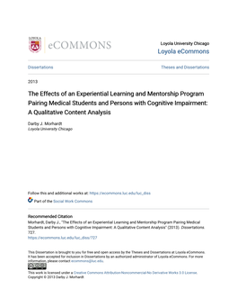 The Effects of an Experiential Learning and Mentorship Program Pairing Medical Students and Persons with Cognitive Impairment: a Qualitative Content Analysis