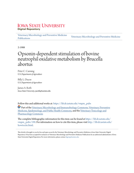 Opsonin-Dependent Stimulation of Bovine Neutrophil Oxidative Metabolism by Brucella Abortus Peter C