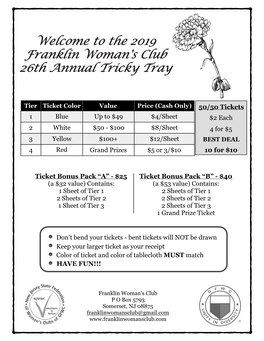 The 2019 Franklin Woman's Club 26Th Annual Tricky Tray