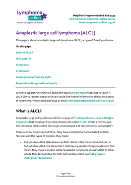 Anaplastic Large Cell Lymphoma (ALCL)