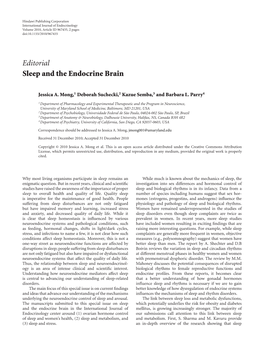 Editorial Sleep and the Endocrine Brain