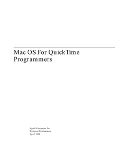 Mac OS for Quicktime Programmers