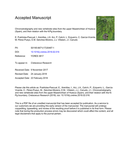 Chronostratigraphy and New Vertebrate Sites from the Upper Maastrichtian of Huesca (Spain), and Their Relation with the K/Pg Boundary