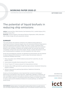 The Potential of Liquid Biofuels in Reducing Ship Emissions