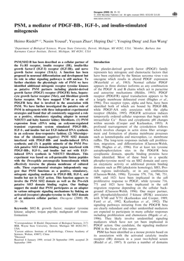 PSM, a Mediator of PDGF-BB-, IGF-I-, and Insulin-Stimulated Mitogenesis