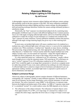 Exposure Metering and Zone System Calibration