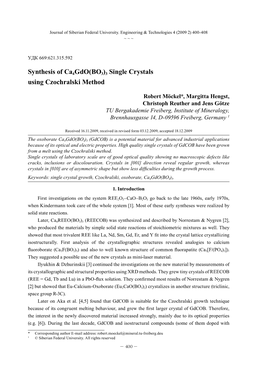 3 Single Crystals Using Czochralski Method