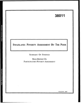 SWAZILAND: Poverty ASSESSMENT by the POOR