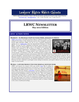 LRWC NEWSLETTER May 2012 Edition