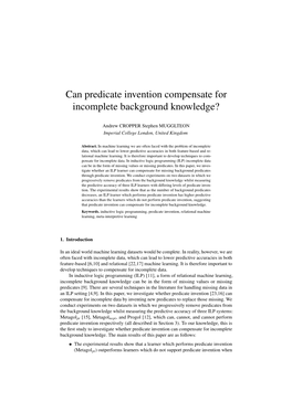 Can Predicate Invention Compensate for Incomplete Background Knowledge?