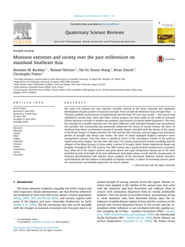 Monsoon Extremes and Society Over the Past Millennium on Mainland Southeast Asia