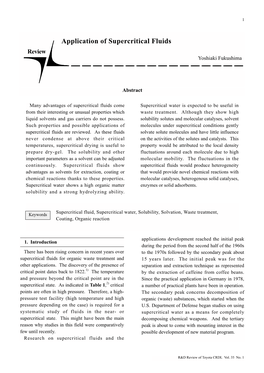 Application of Supercritical Fluids Review Yoshiaki Fukushima