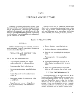 Portable Machine Tools Safety Precautions