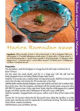 Harira Ramadan Soup Harira Ramadan Add the Lemon Juice Just Before Serving