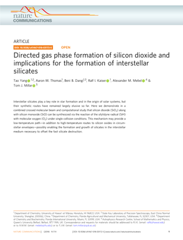 Directed Gas Phase Formation of Silicon Dioxide and Implications for the Formation of Interstellar Silicates