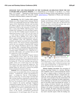 Geologic Map and Stratigraphy of the Yggdrasil Quadrangle from the 2015 Canmars Msr Analogue Mission