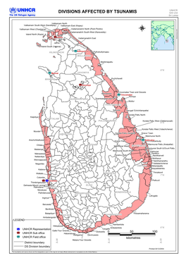 DIVISIONS AFFECTED by TSUNAMIS GIS Unit Sri Lanka