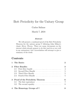 Bott Periodicity for the Unitary Group