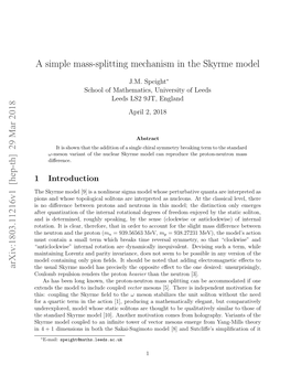 A Simple Mass-Splitting Mechanism in the Skyrme Model