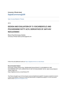 Design and Evaluation of 5Â•²-O-Dicarboxylic And