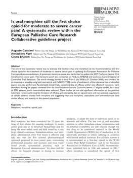 Is Oral Morphine Still the First Choice Opioid for Moderate to Severe