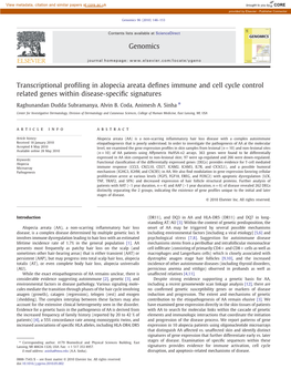 Transcriptional Profiling in Alopecia Areata Defines Immune and Cell