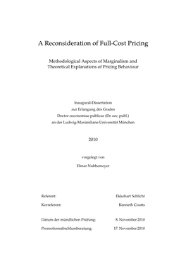 A Reconsideration of Full-Cost Pricing