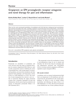 Grapiprant: an EP4 Prostaglandin Receptor Antagonist and Novel Therapy for Pain and Inflammation