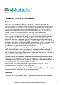 Paroxysmal Nocturnal Hemoglobinuria