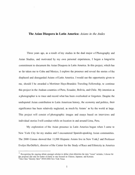 The Asian Diaspora in Latin America: Asian in the Andes