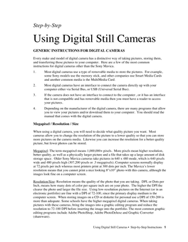 Using Digital Still Cameras