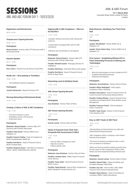 SESSIONS 10-11 March 2020 Leonardo Royal Hotel London St Paul's AML and ABC FORUM DAY 1 - 10/03/2020 London