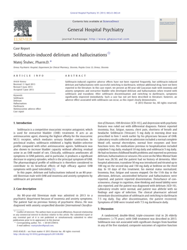 Solifenacin-Induced Delirium and Hallucinations☆