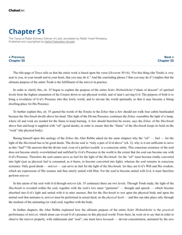Chapter 51 the Tanya of Rabbi Schneur Zalman of Liadi, Elucidated by Rabbi Yosef Wineberg Published and Copyrighted by Kehot Publication Society