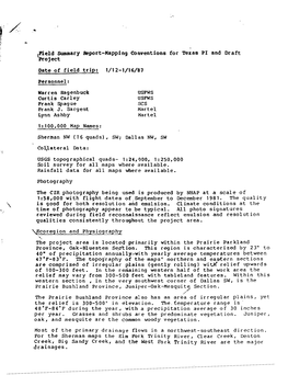 Field Summary Report Mapping Conventions for Texas PI and Draft