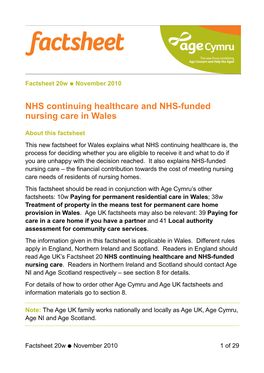 NHS Continuing Healthcare and NHS-Funded Nursing Care in Wales