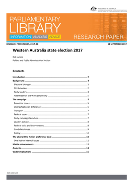 Western Australia State Election 2017