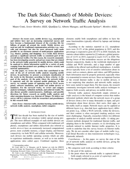 Of Mobile Devices: a Survey on Network Traffic Analysis